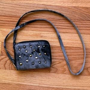 Black tie dye studded crossbody purse